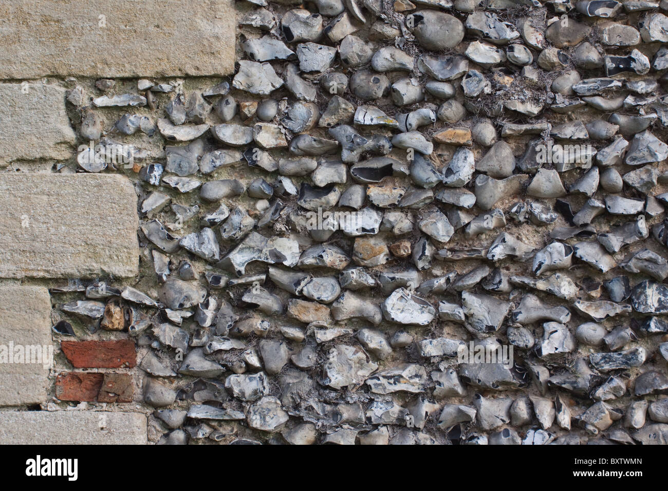 Flintwall construction detail of the old Mildenhall Warrener's Stock