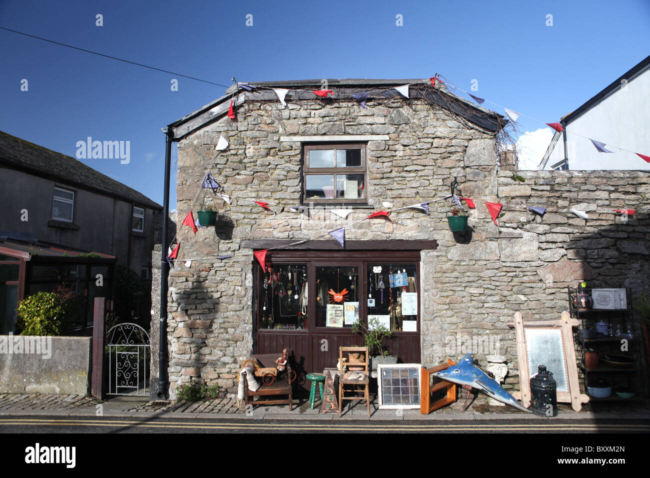 A bricabrac antique shop in St. Just, Cornwall, South West England