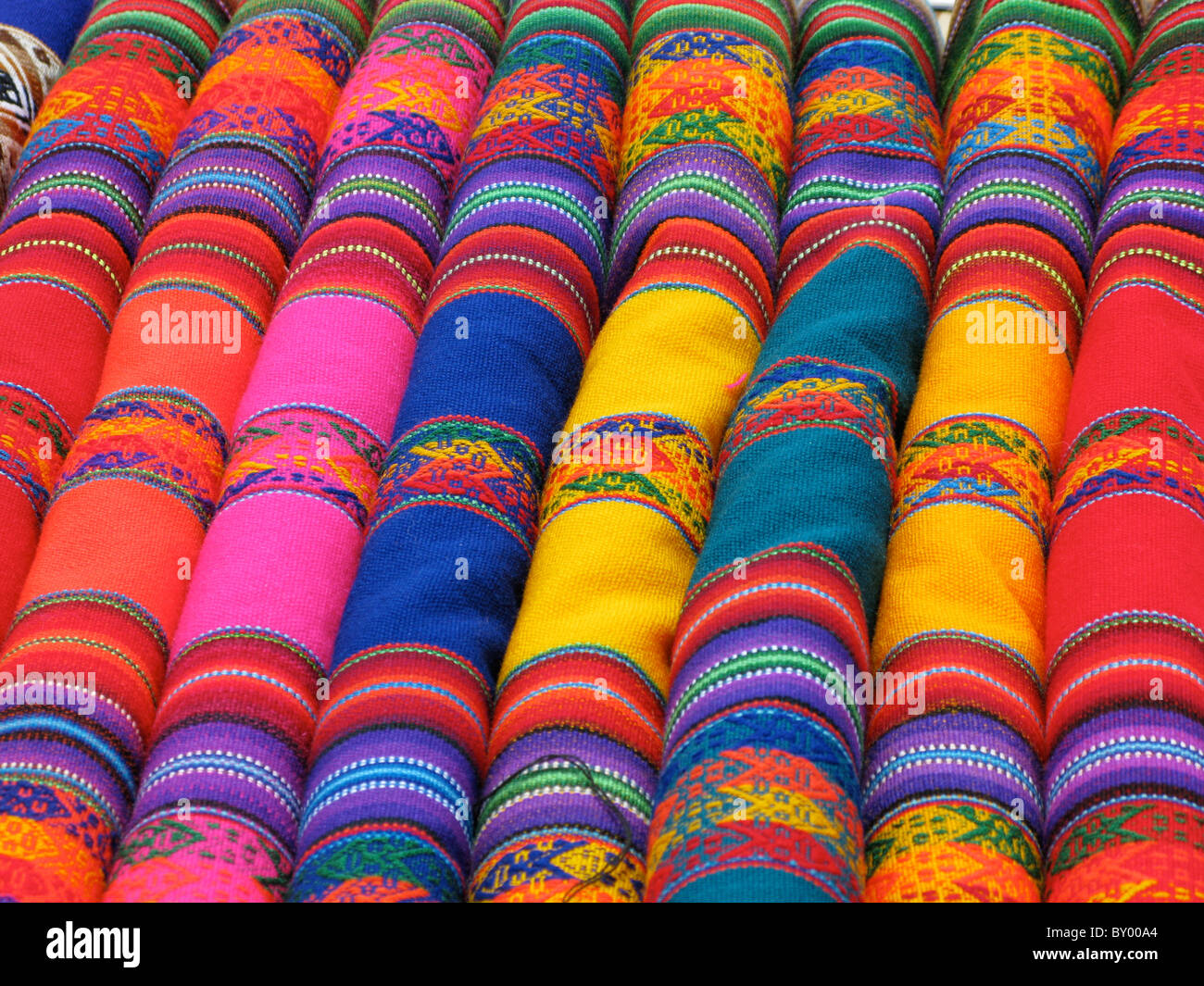 Colours of Peru, Blankets in Peru Stock Photo, Royalty Free Image