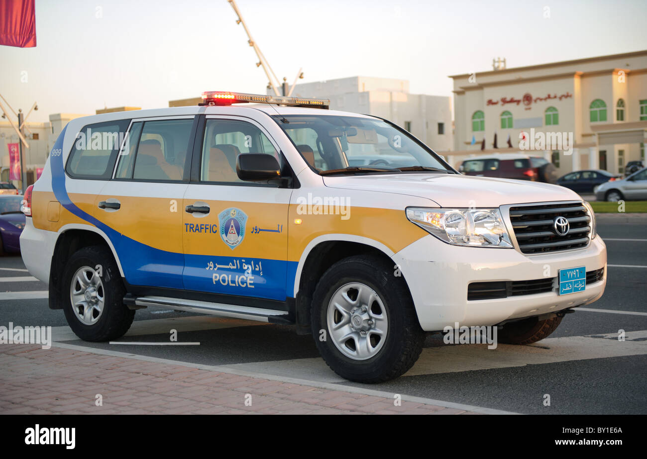 A Traffic Police car in Doha, Qatar Stock Photo, Royalty Free Image