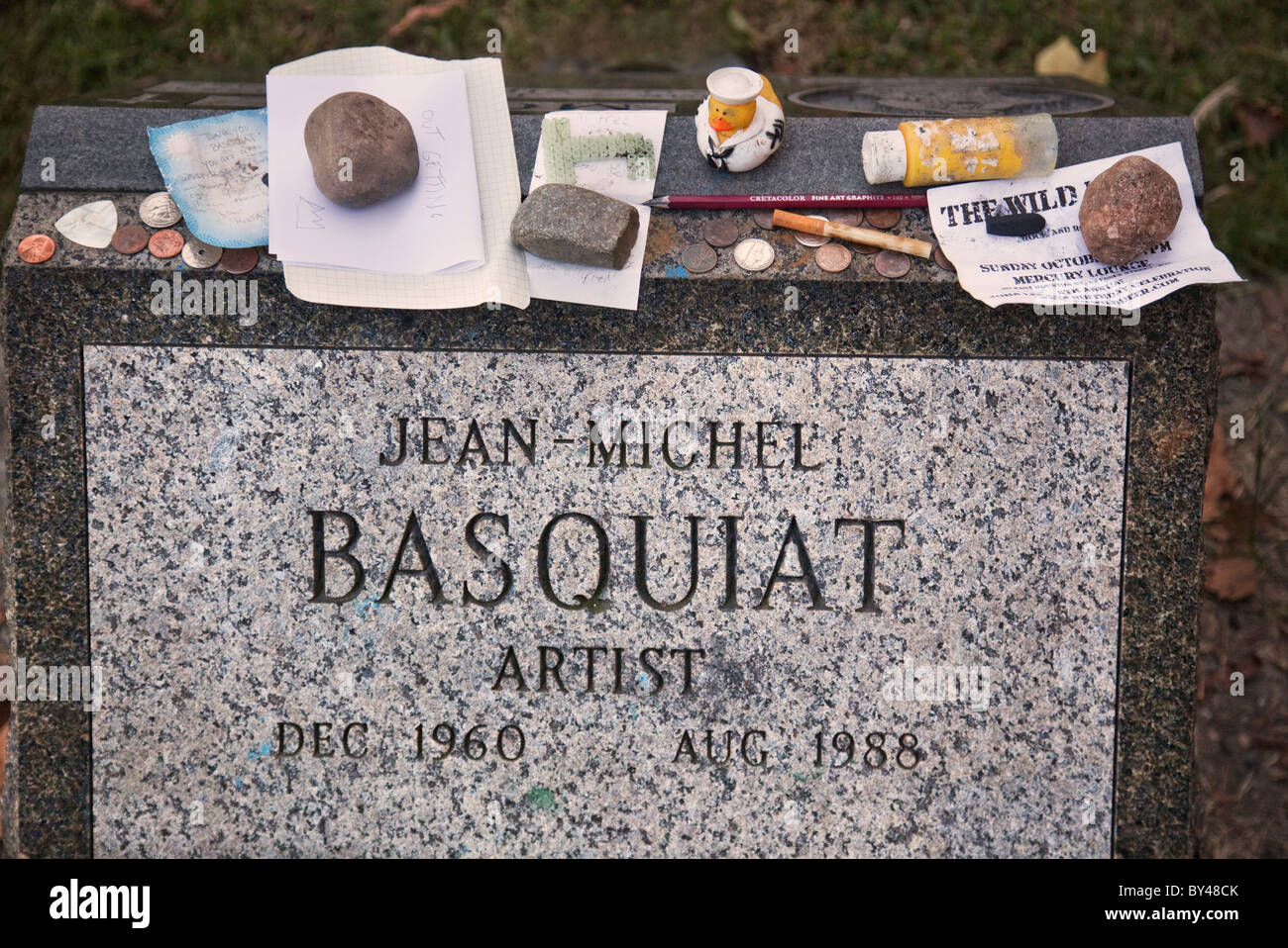 Jean Michel Basquiat grave stone Stock Photo, Royalty Free Image