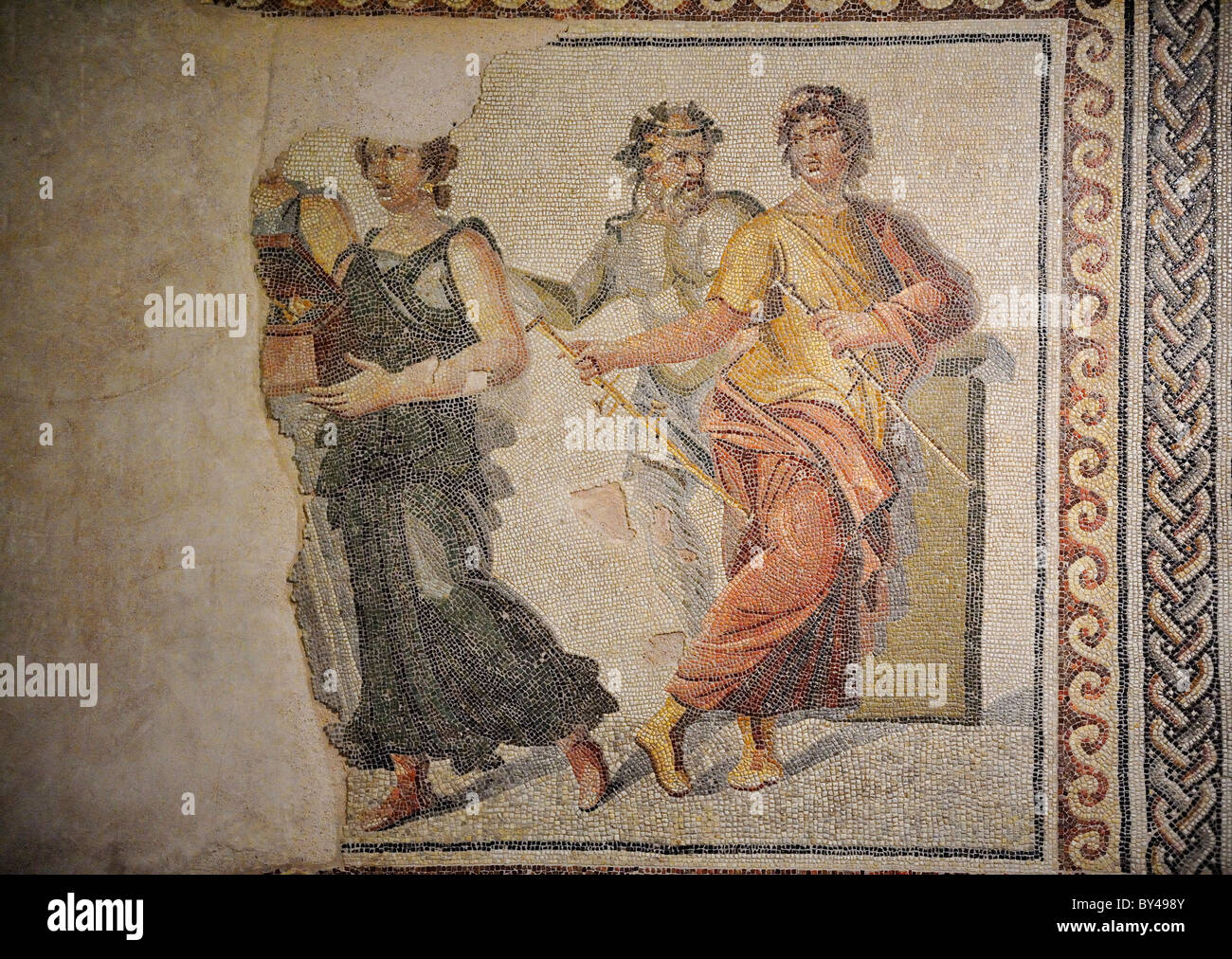 Mosaic of the marriage of Dionysos and Ariadne from Zeugma, Gaziantep Stock Photo, Royalty Free