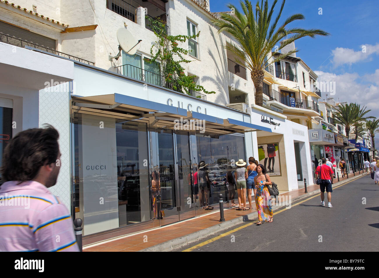 Luxury shops at the exclusive yacht harbour of Puerto Banús Marbella