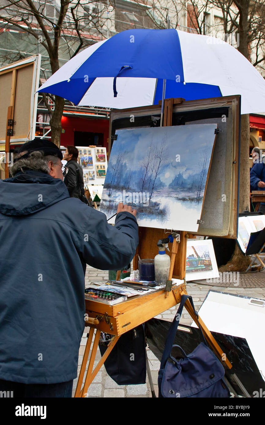 A Typical Artist Painting And Selling Their Work "montmartre Paris