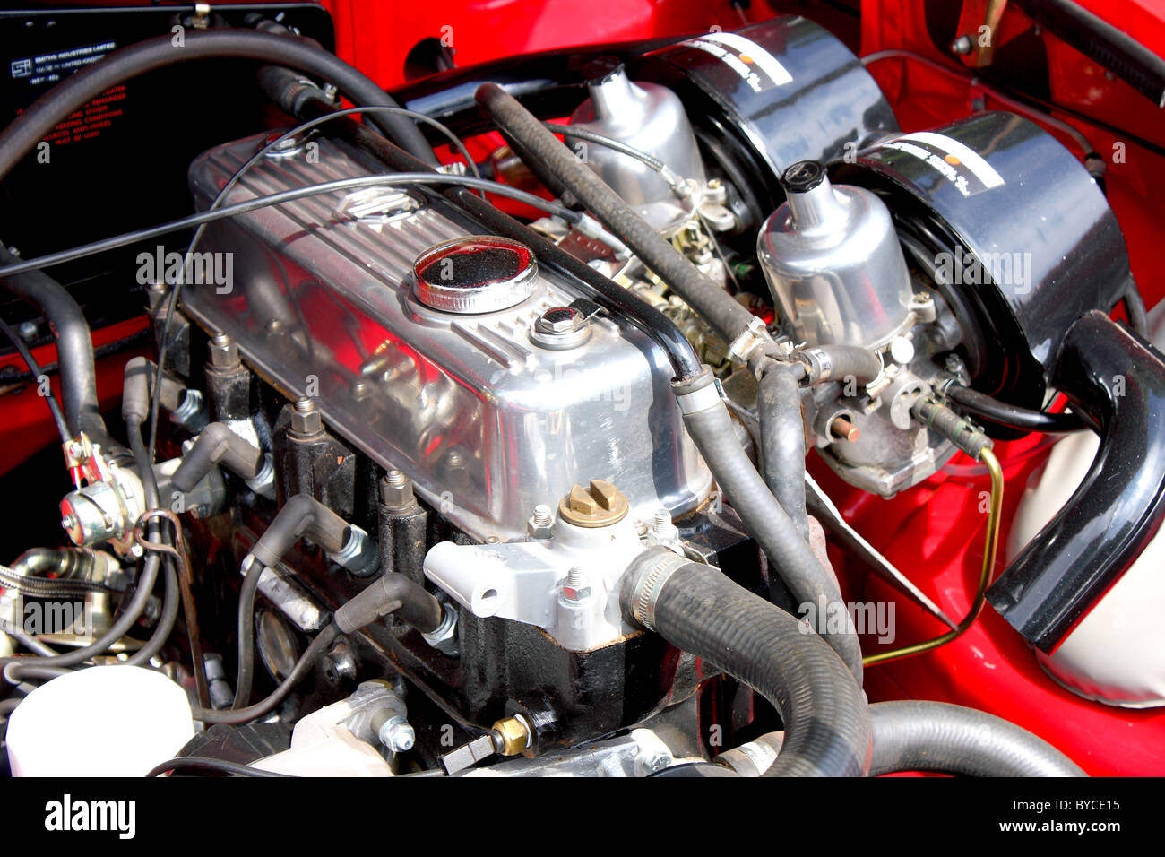 A cars engine at a classic car motor show event Stock Photo, Royalty