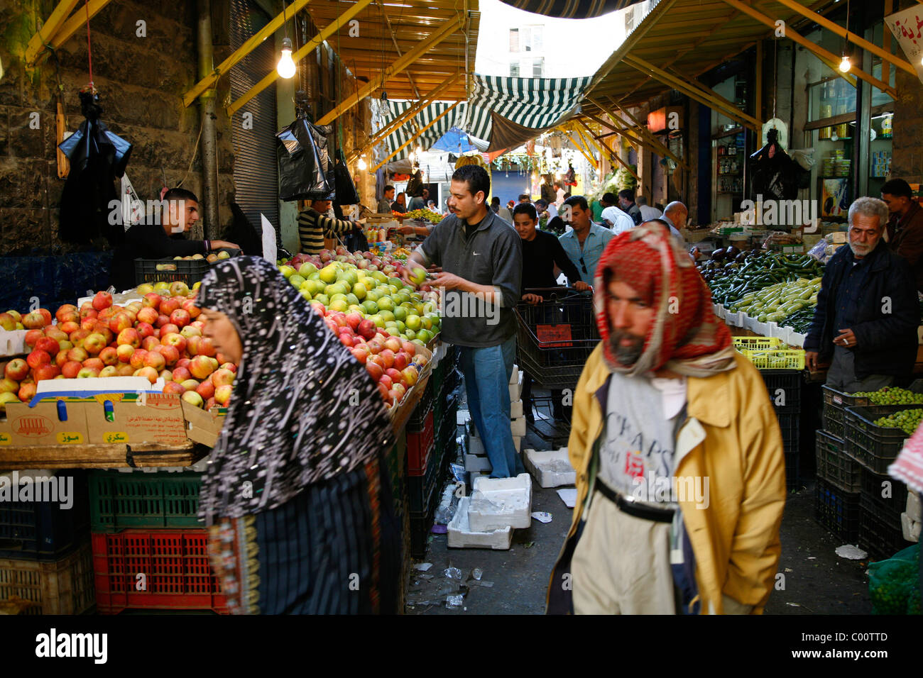 Fruits and vegetables market in the downtown Amman, Jordan Stock Photo