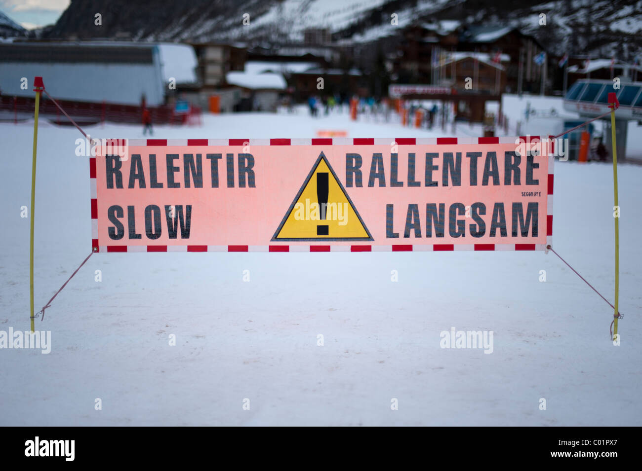 slow-sign-on-piste-in-val-disere-france-