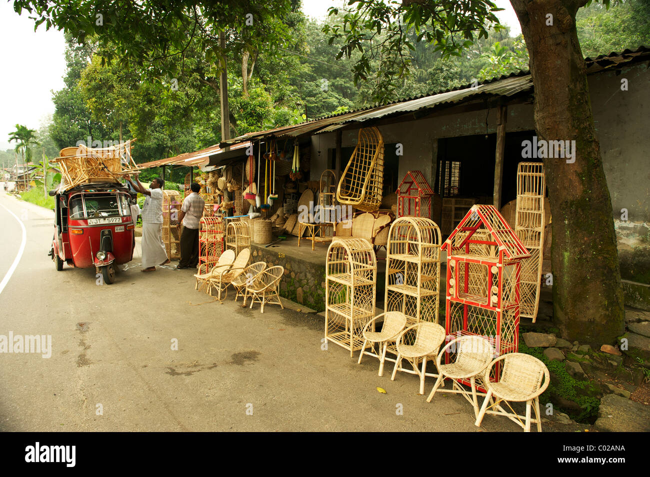 A roadside cane furniture shops, Sri Lanka Stock Photo, Royalty Free