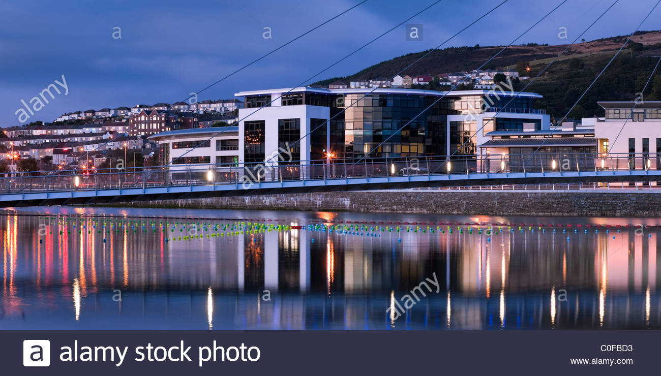 SA1 development Swansea Marina Swansea Wales at twilight Stock Photo