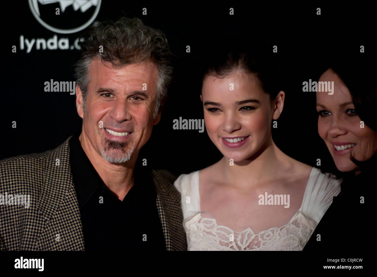 14 year old True Grit actress, Hailee Steinfeld, with her parents Stock