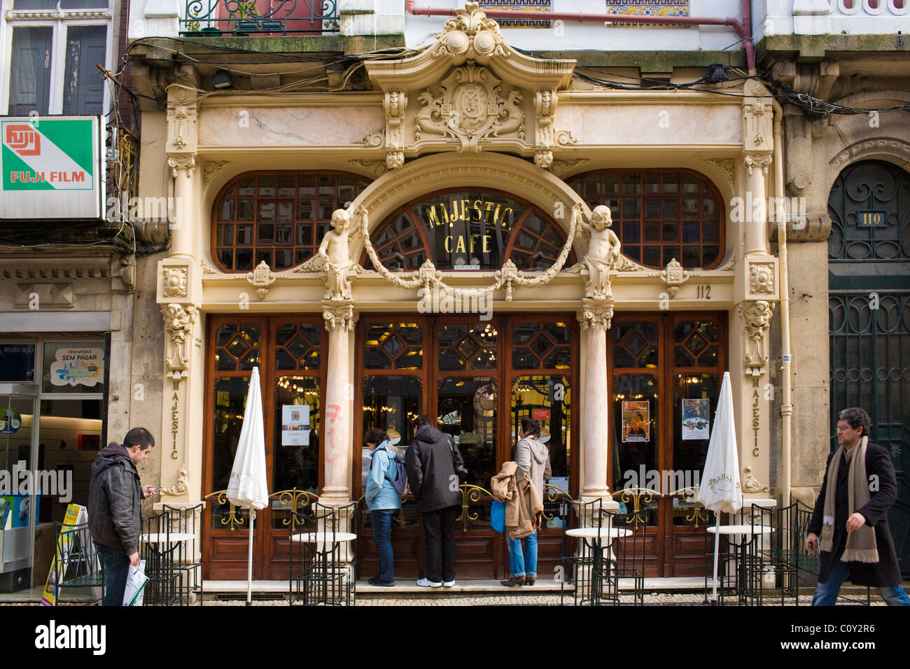 Majestic Cafe coffeehouse art nouveau exterior, Oporto, Portugal Stock