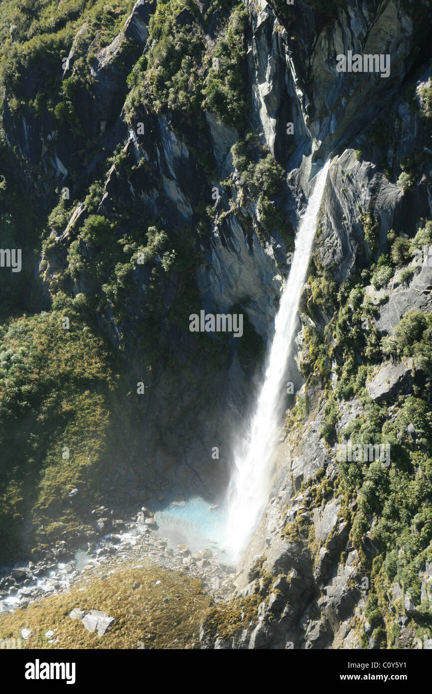 Waterfalls From The Snow White Glacier Mount Aspiring National Park