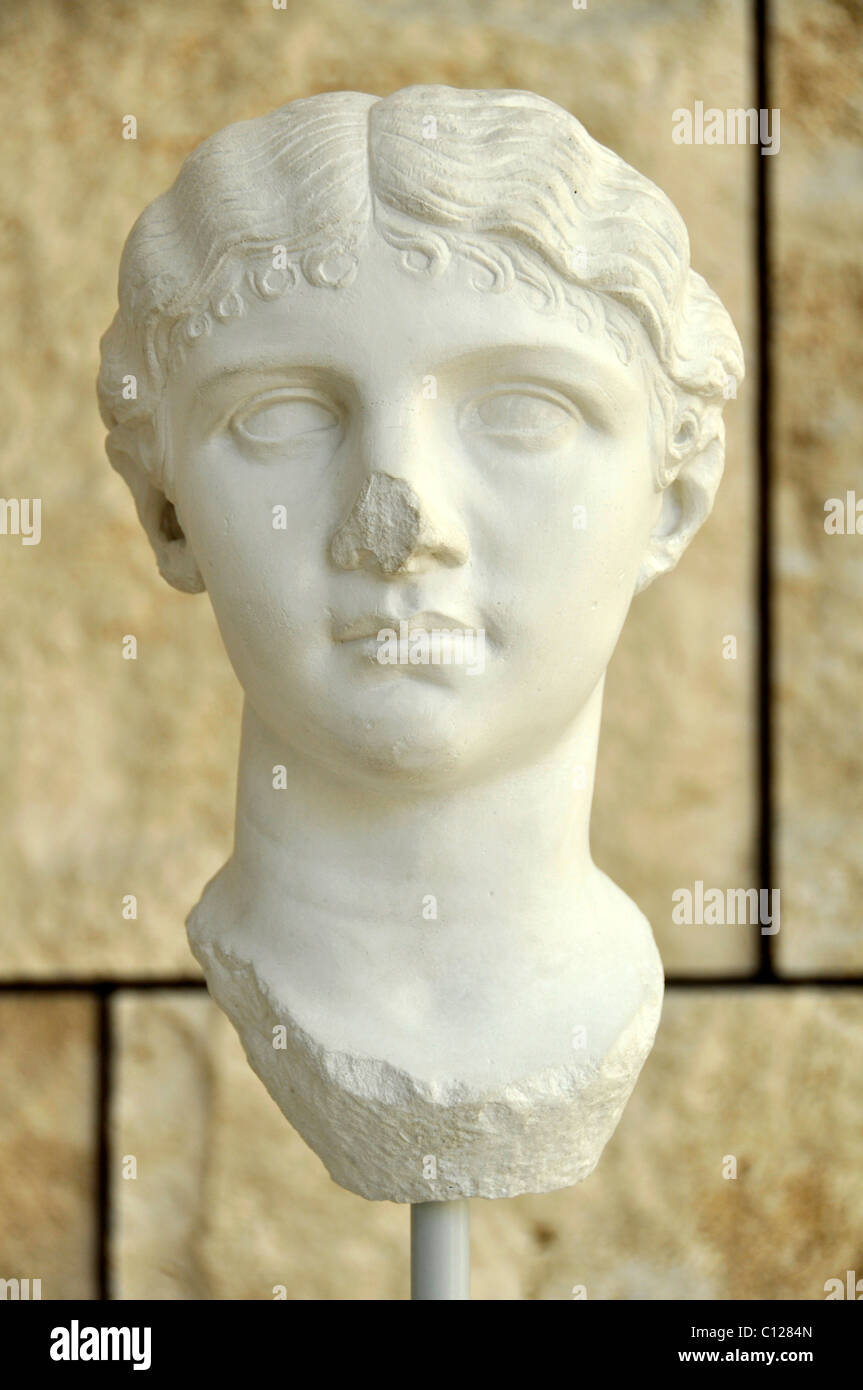 Portrait bust of Antonia Minore, Augustae Ara Pacis Museum, Rome, Lazio, Italy - portrait-bust-of-antonia-minore-augustae-ara-pacis-museum-rome-lazio-C1284N