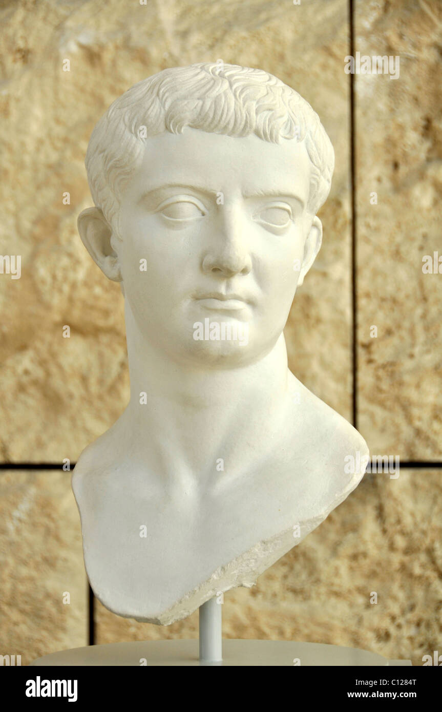 Portrait bust of Tiberius, Augustae Ara Pacis Museum, Rome, Lazio, Italy, - portrait-bust-of-tiberius-augustae-ara-pacis-museum-rome-lazio-italy-C1284T