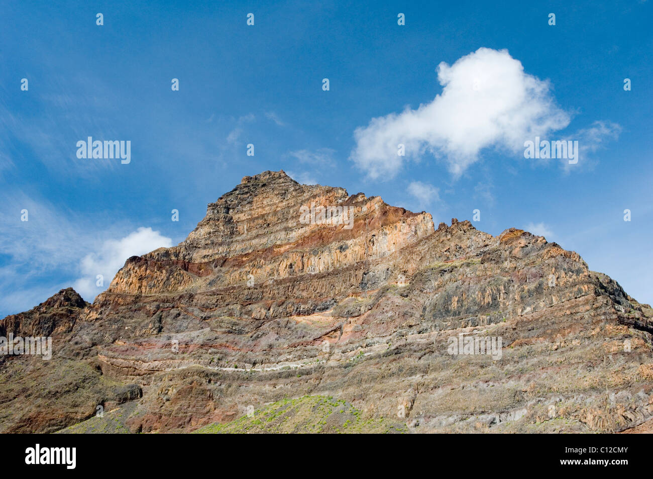 La Gomera, Canary Islands. Volcanic strata rock face of La Merica Stock Photo, Royalty Free