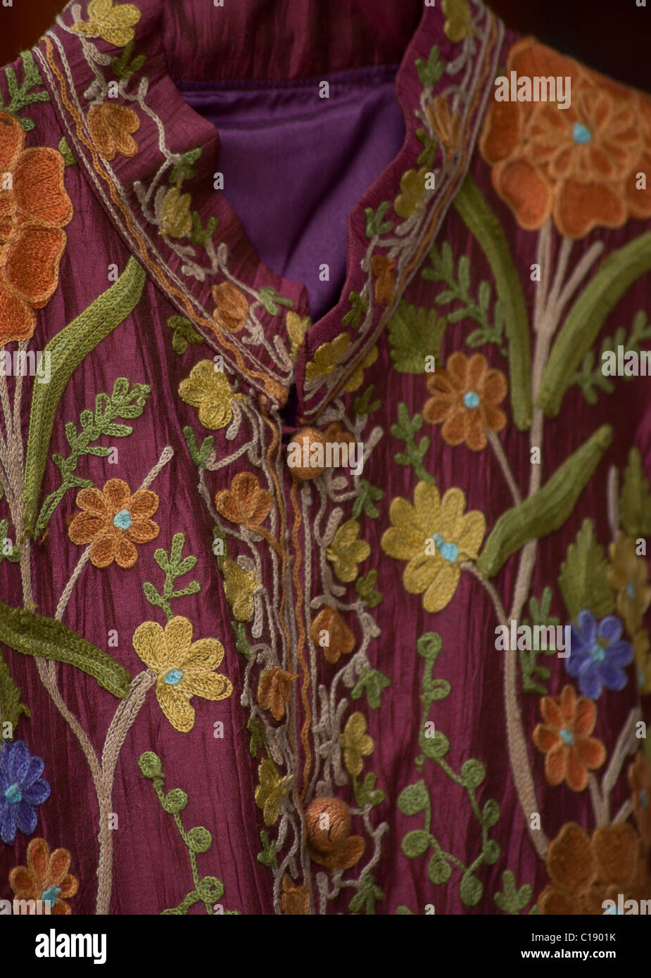 Detail Of Kashmiri Embroidery On Traditional Clothing Stock Photo Alamy