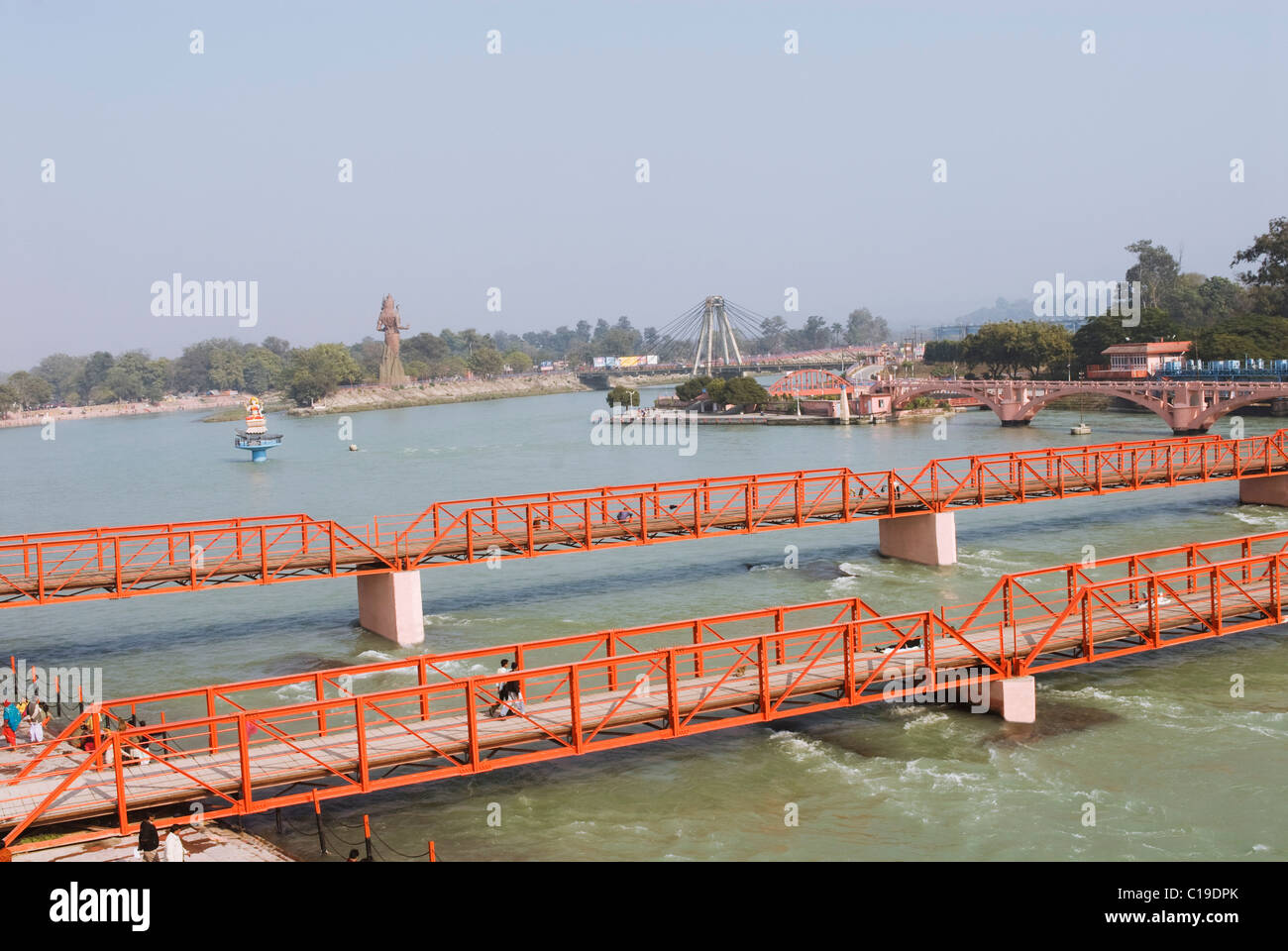 Bridges Across A River Ganges River Haridwar Uttarakhand India