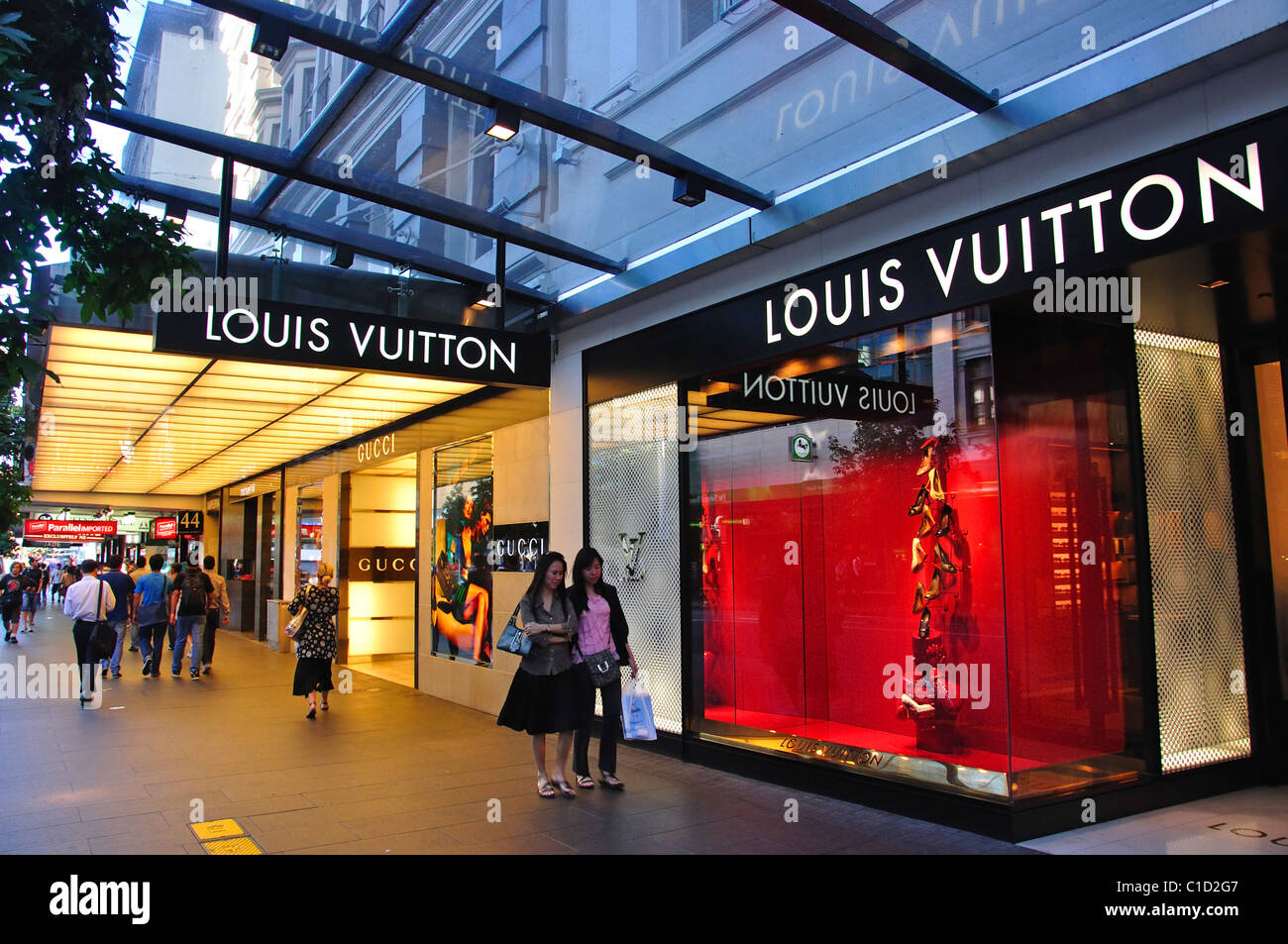 Louis Vuitton and Gucci stores, Queen Street, Central Business Stock Photo, Royalty Free Image ...