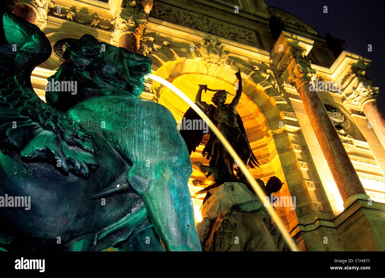 France Paris Saint Michel Fountain Stock Photo Alamy