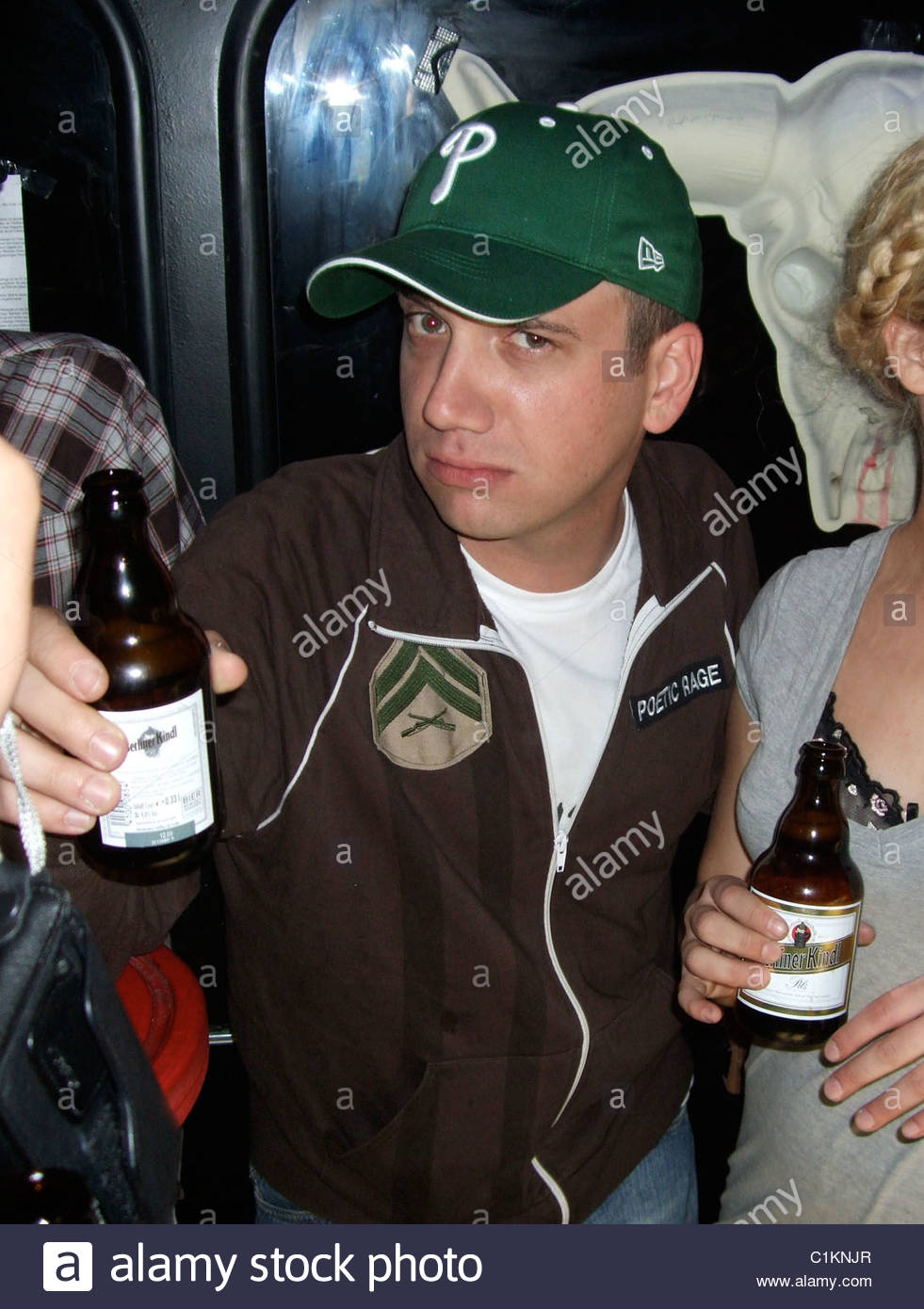 Jimmy Pop from Bloodhound Gang and groupies in a special party bus Stock Photo, Royalty Free
