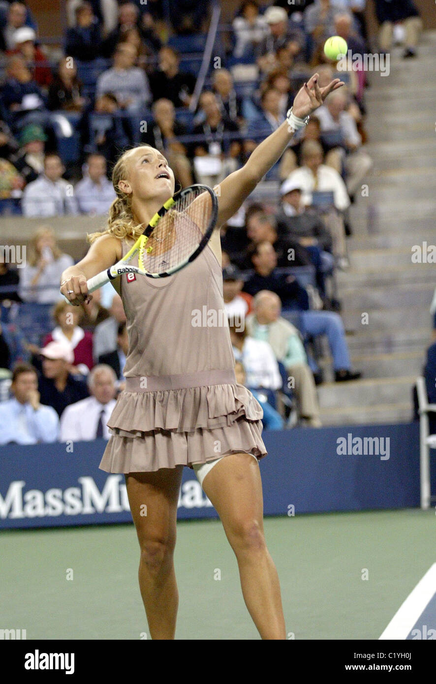 Danish Player Caroline Wozniacki In Action During Her Quarter Final