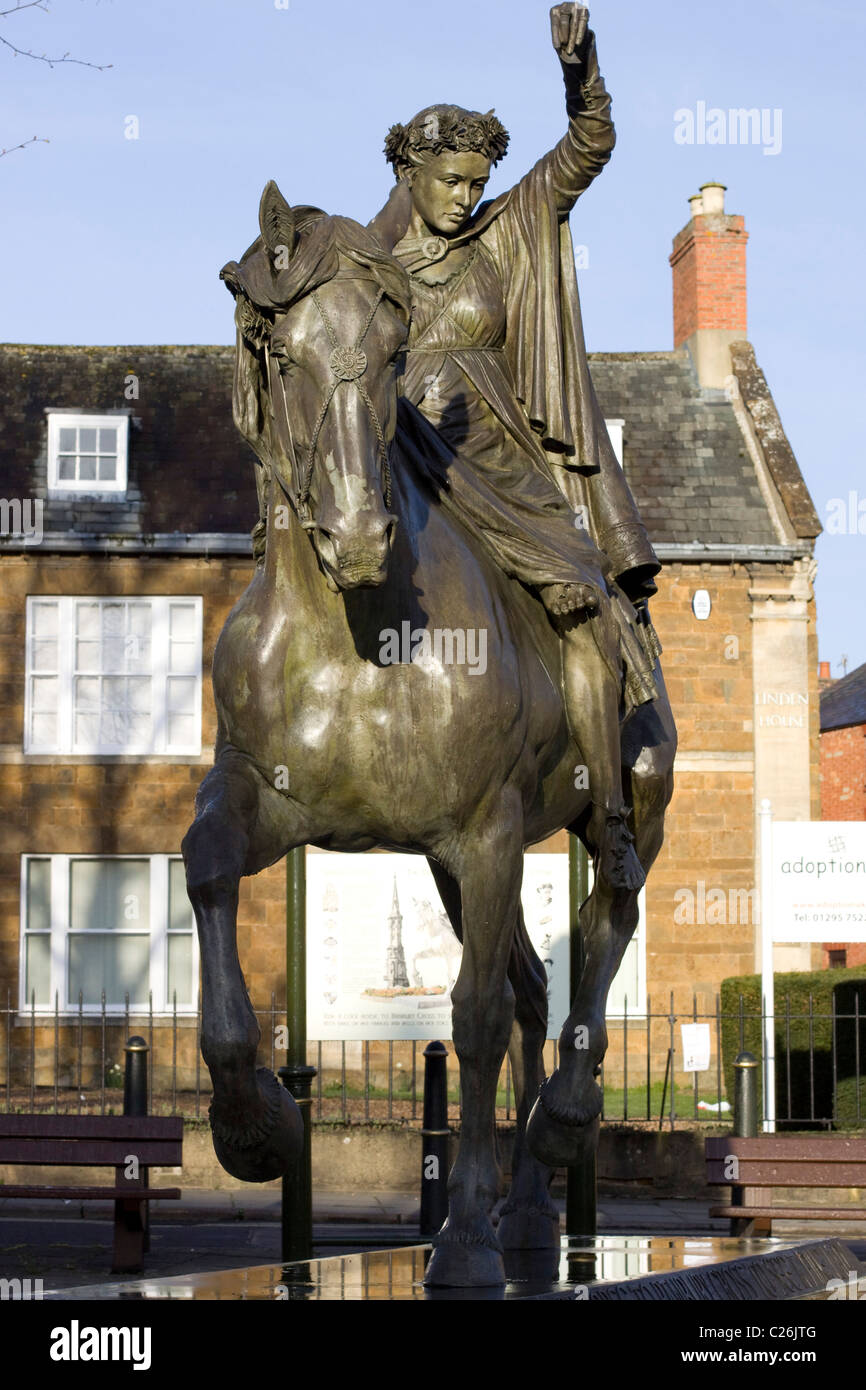 Ride a Cock Horse to Banbury Cross Statue of White Horse and Lady in