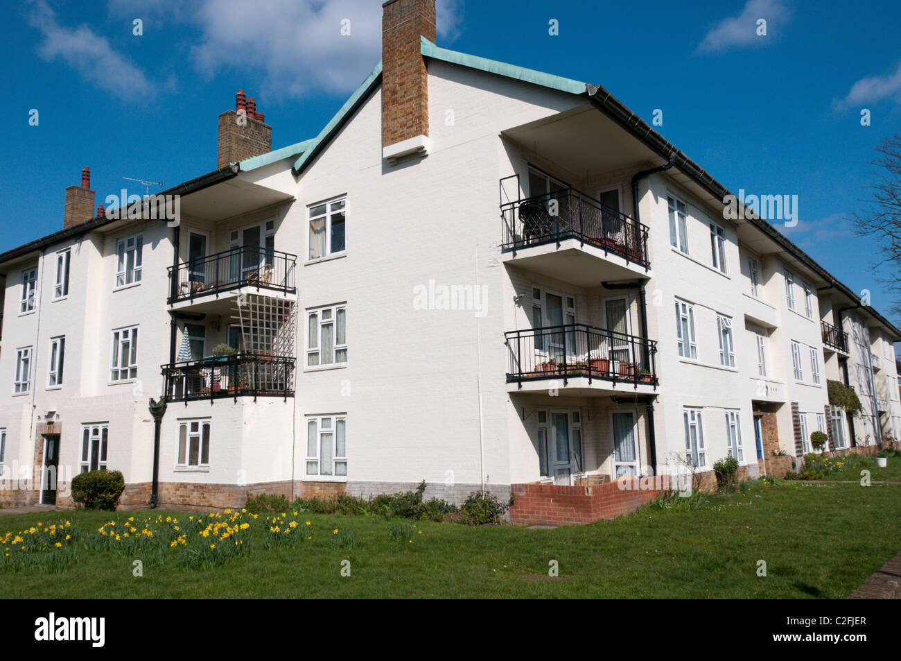 A block of three storey flats in Bromley, Kent Stock Photo, Royalty