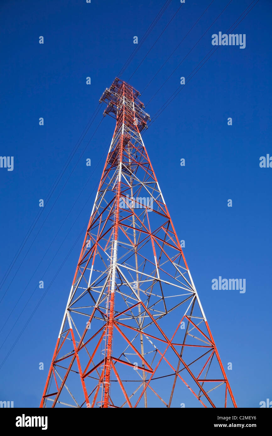 Electricity Transmission Tower, Montreal, Quebec, Canada Stock Photo