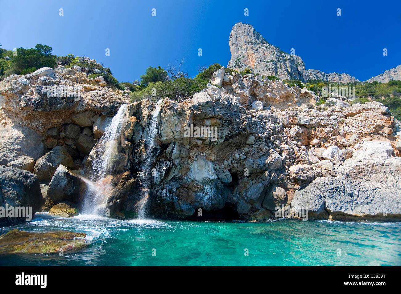Baus Sea Waterfall Baunei Ogliastra Sardinia Italy Stock Photo Alamy