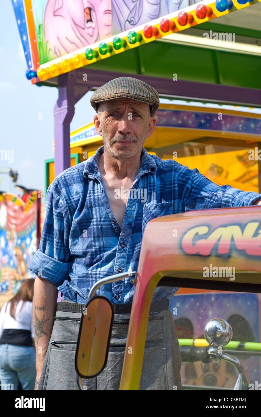 Fairground Worker at Fun fair on Wanstead Flats Stock Photo 36525570