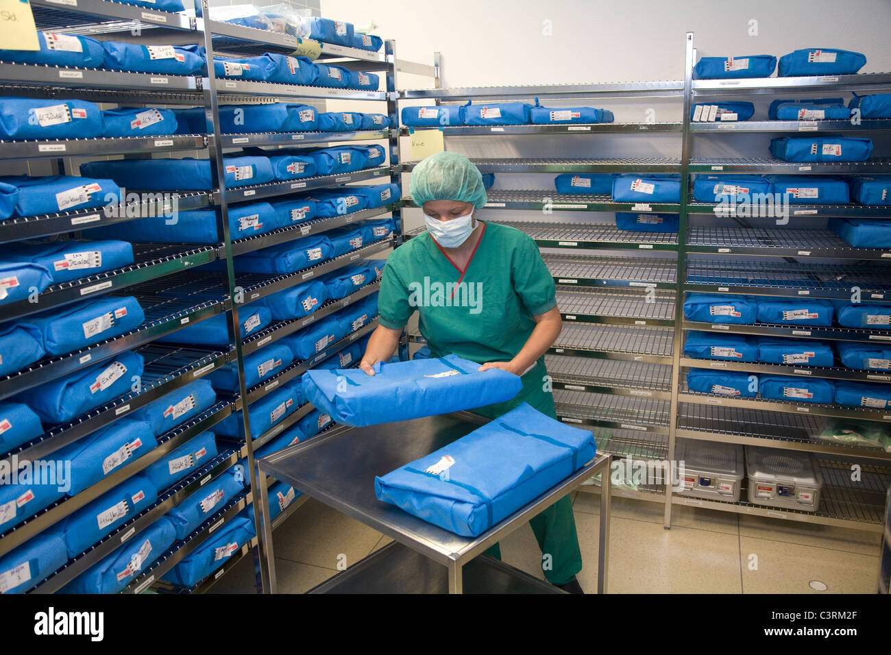 Hospital, a storage room for instrument packages, Essen, Germany Stock