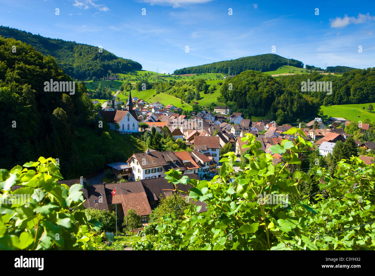 Buus, Switzerland, canton Basel land, village, houses, homes, church
