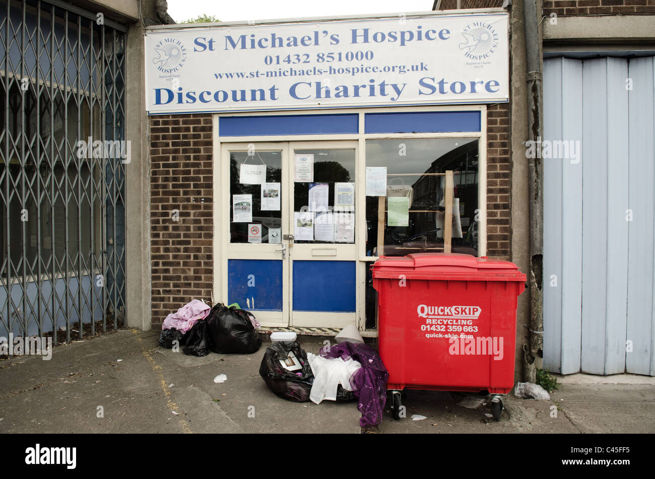 A charity shop in the Hereford Cattle Market Stock Photo, Royalty Free