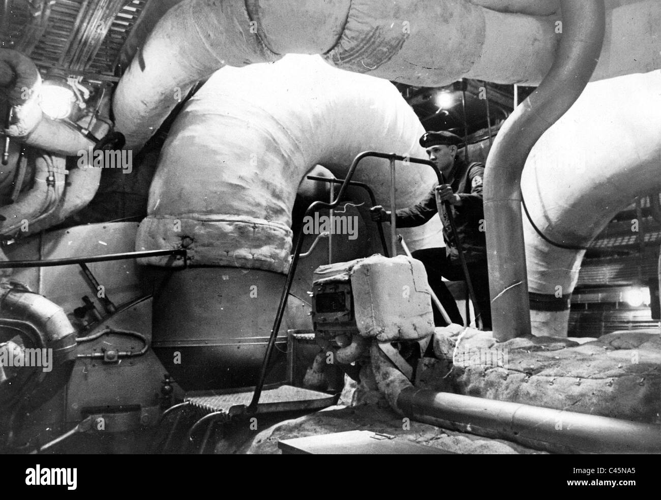 Engine room of the battleship 'Bismarck', 1940 Stock Photo, Royalty