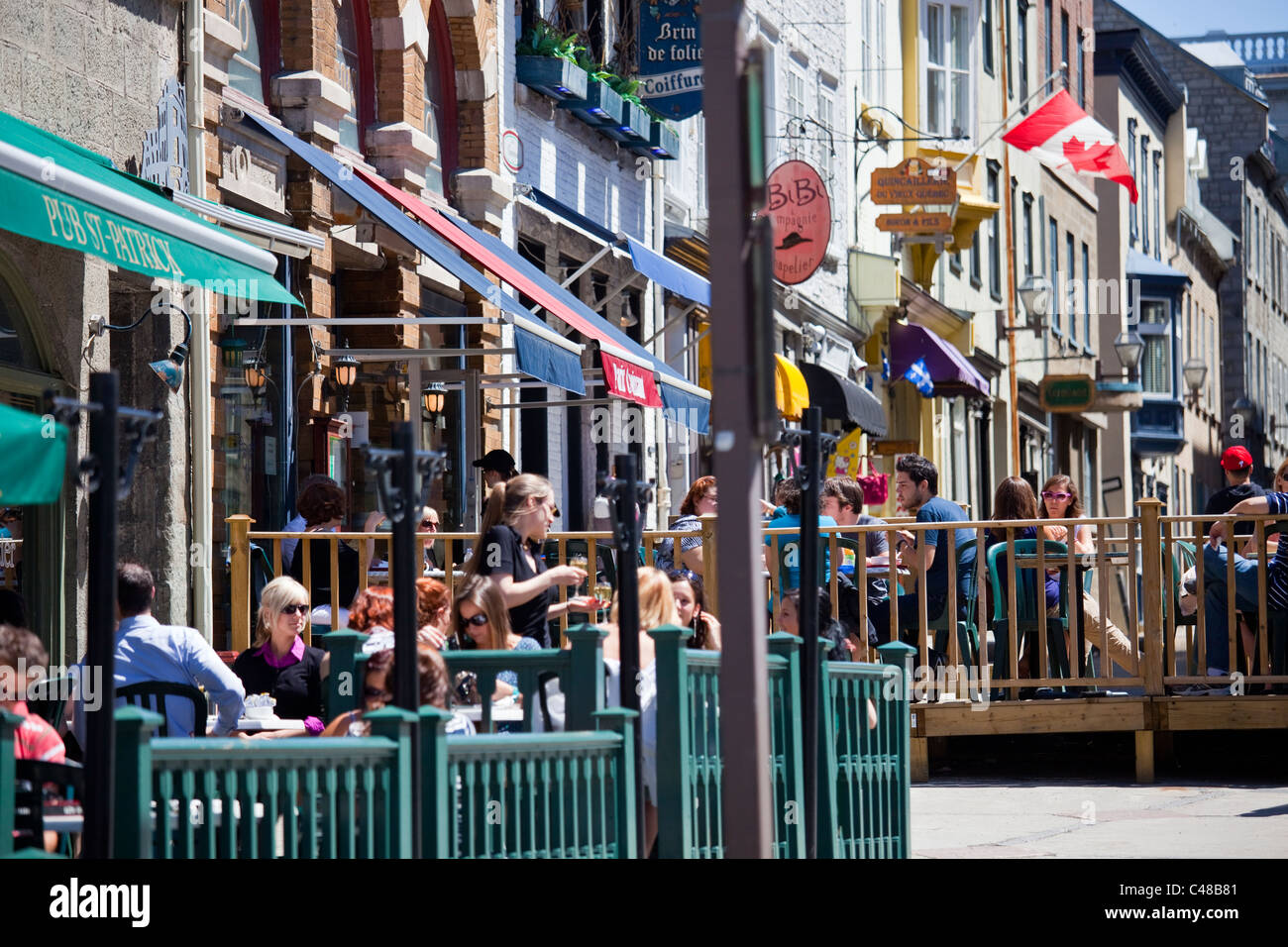 Outdoor dining in the old town, Quebec City, Canada Stock Photo
