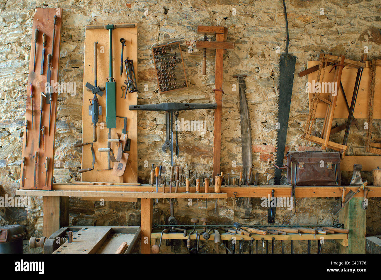 Carpenter's joiner's old joinery tool room Stock Photo