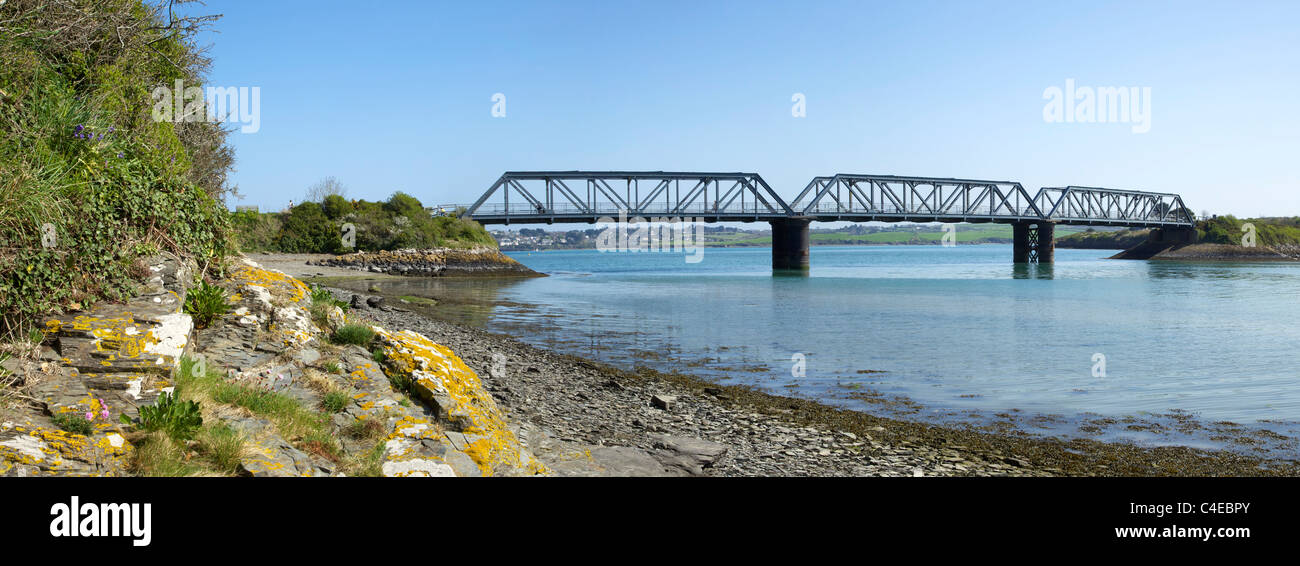 Old railway bridge near Padstow carries Camel Trail cycle path, Camel