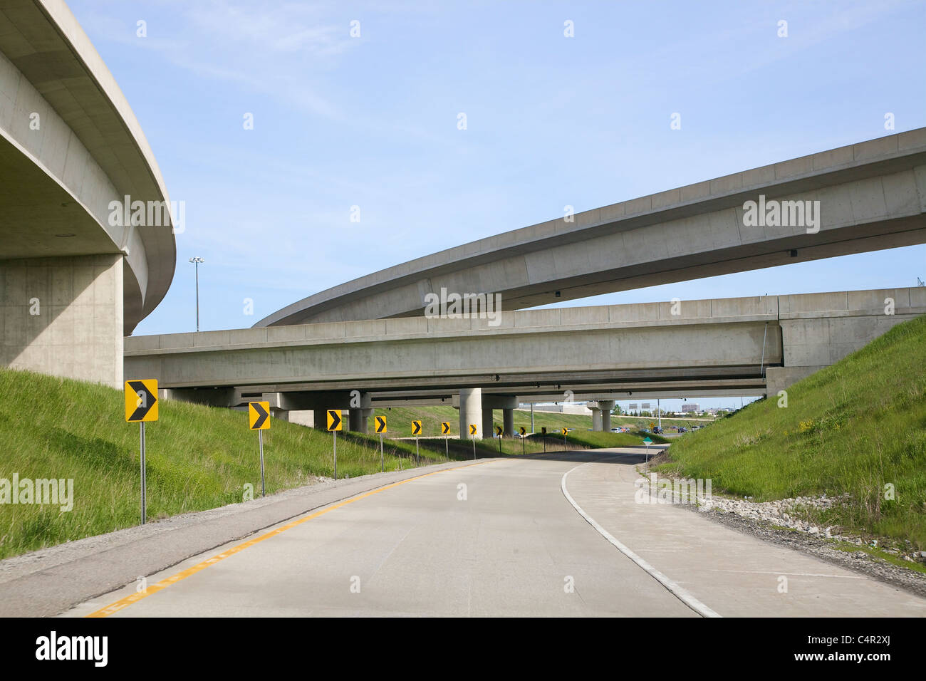 Highway onramp and overpass 407 & DVP Markham, Ontario, Canada Stock Photo, Royalty Free Image