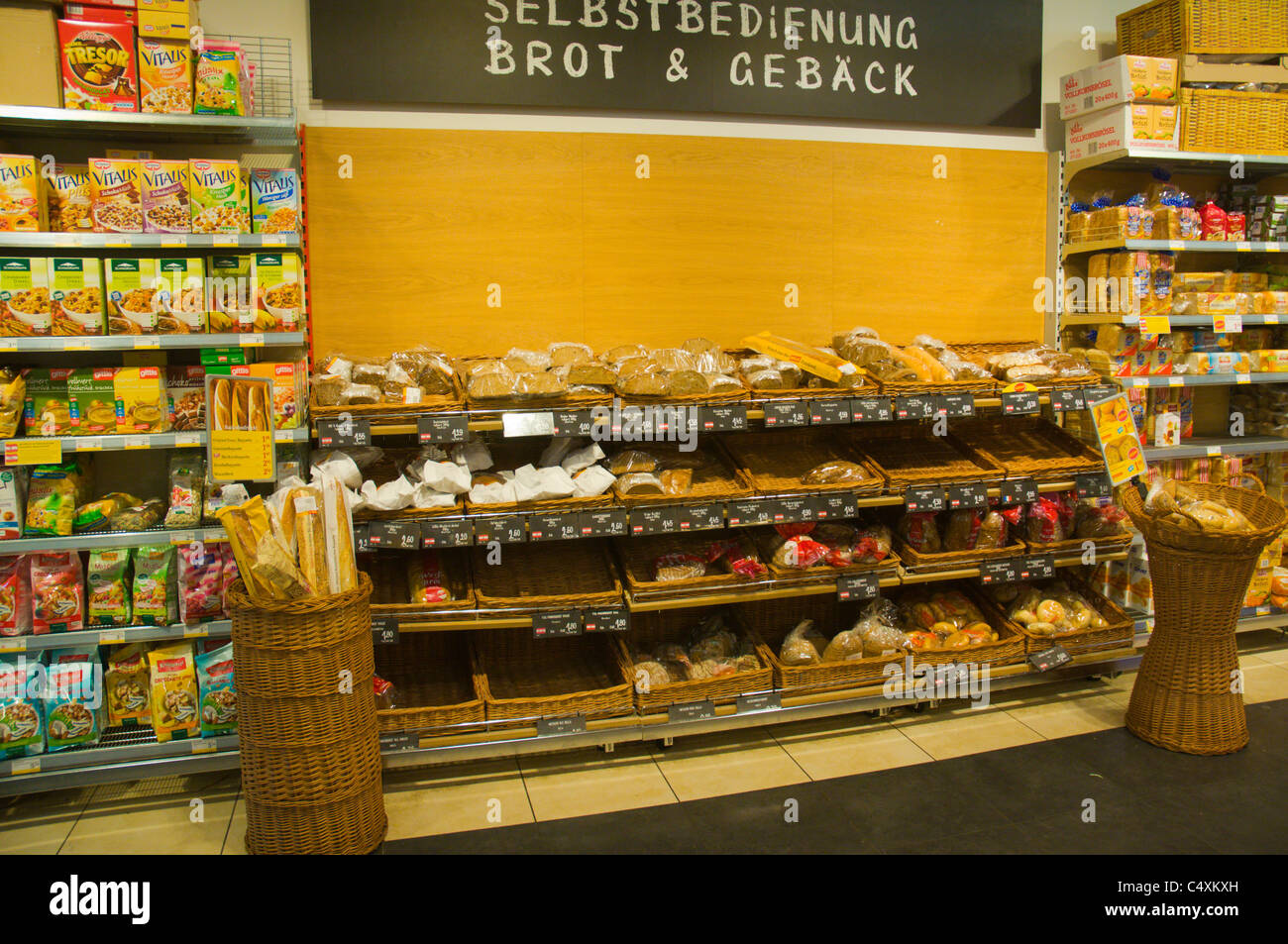 Bread selection Billa supermarket central Vienna Austria central Stock