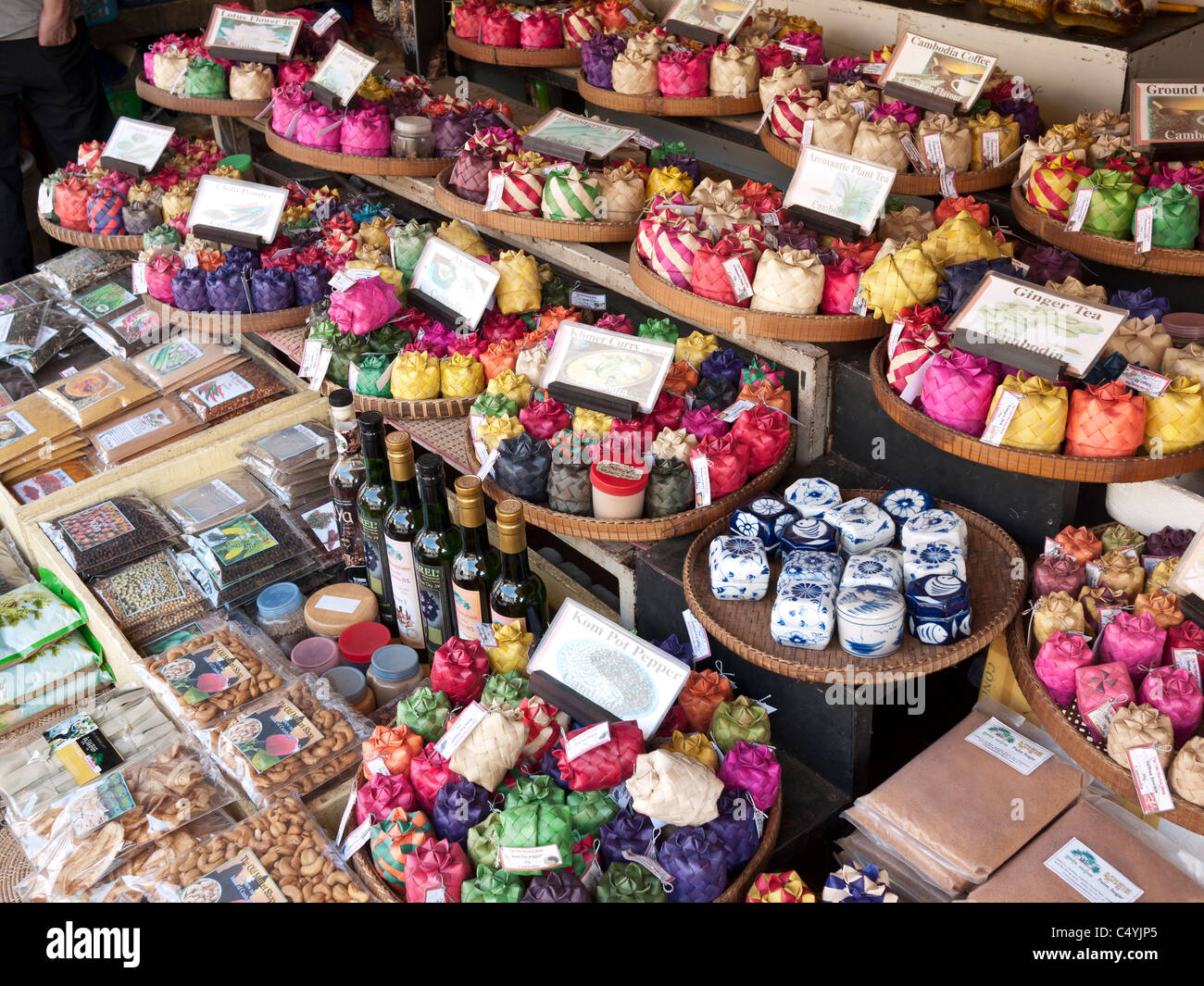 Souvenirs for sale at the Old Market, Siem Reap, Cambodia Stock Photo