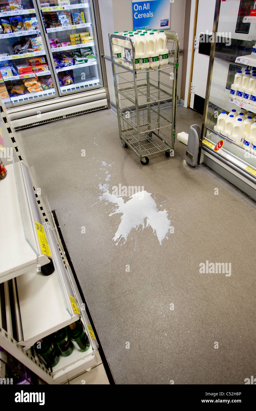 Spilt milk accident at a supermarket Stock Photo, Royalty Free Image 37551494 Alamy