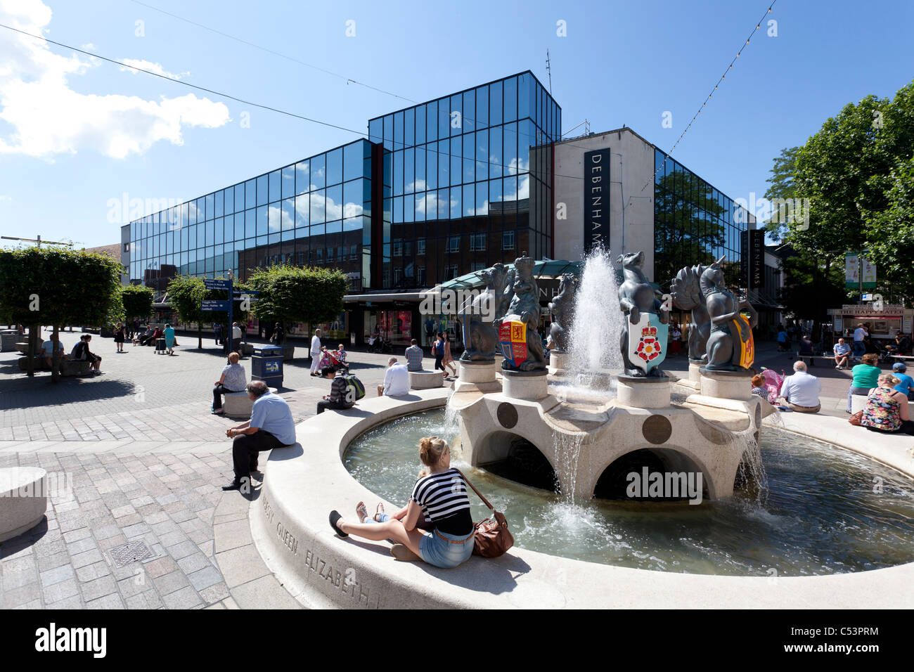 Portsmouth town centre commercial road shopping area with Queen Stock