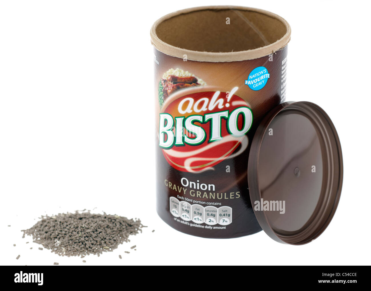 Container of Bisto onion gravy granules Stock Photo, Royalty Free Image