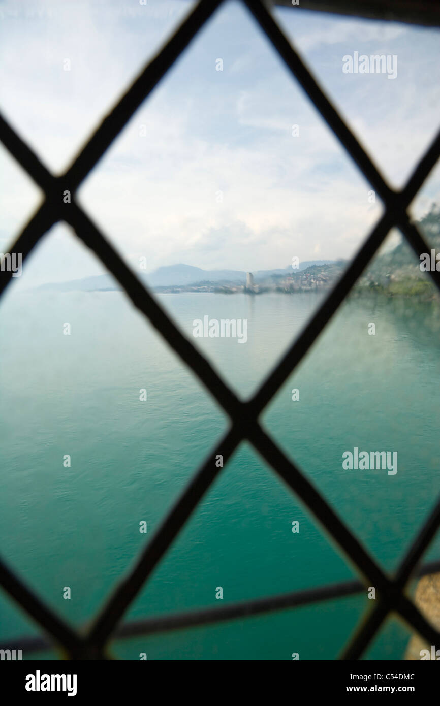 View At Lake Geneva Trough The Window Of Chateau De Chillon Chillon