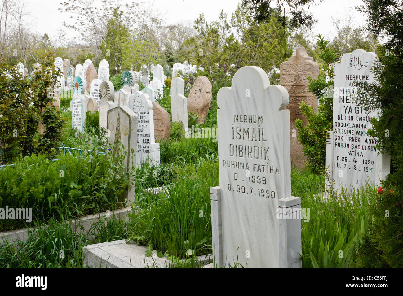 Ucler Mezarligi Muslim cemetery, Konya, Turkey Stock Photo, Royalty