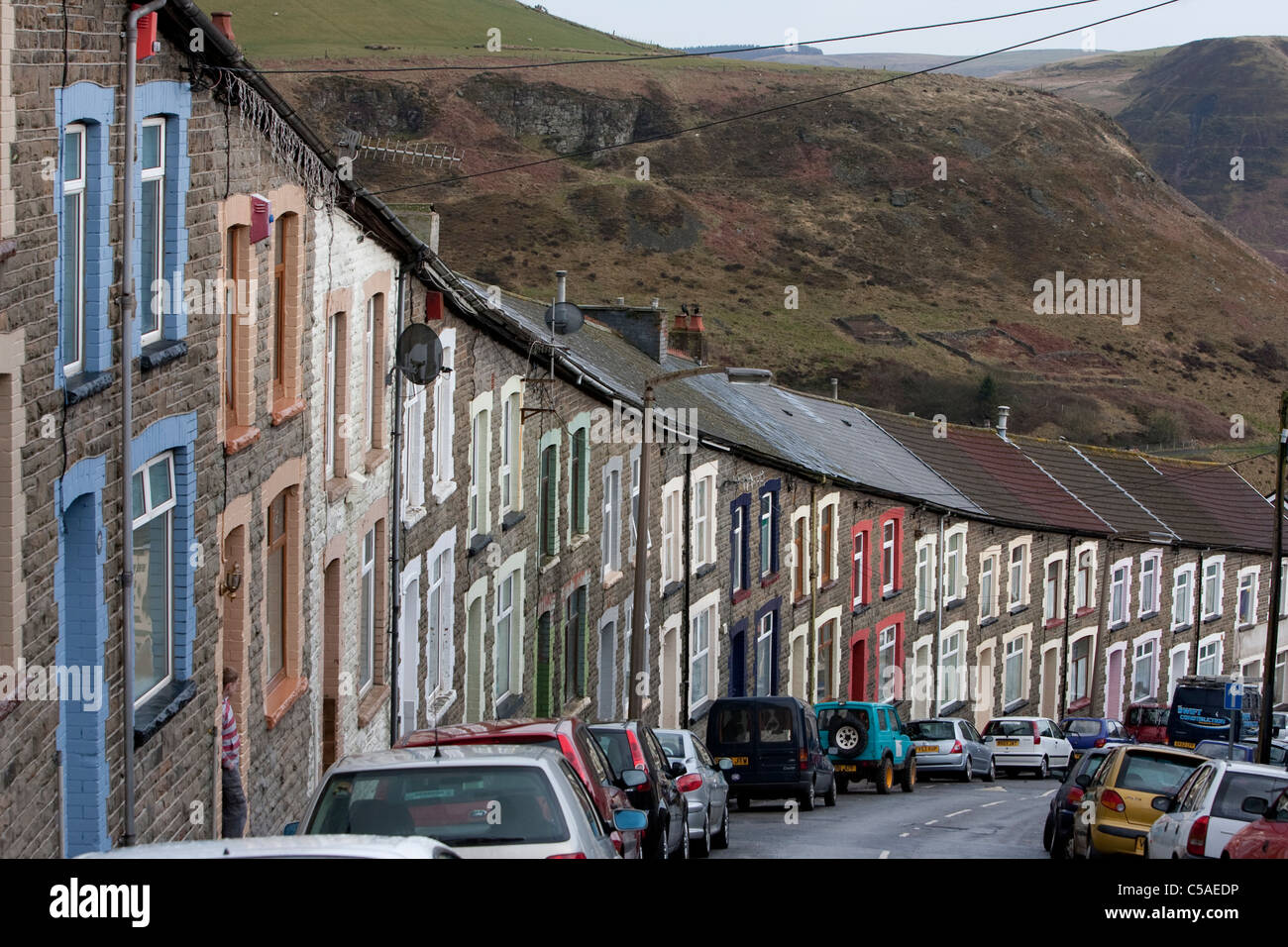 Generic views of terraced housing in the Rhondda Valleys, South Wales