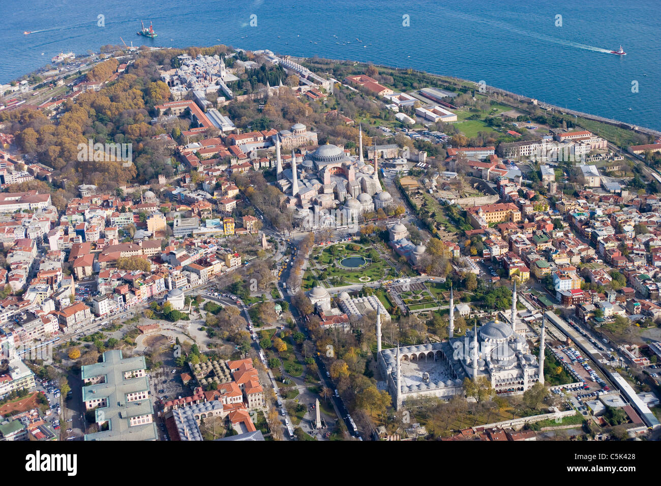 Hagia Sophia church (mosque, museum), Topkapi Palace, Blue Mosque Stock