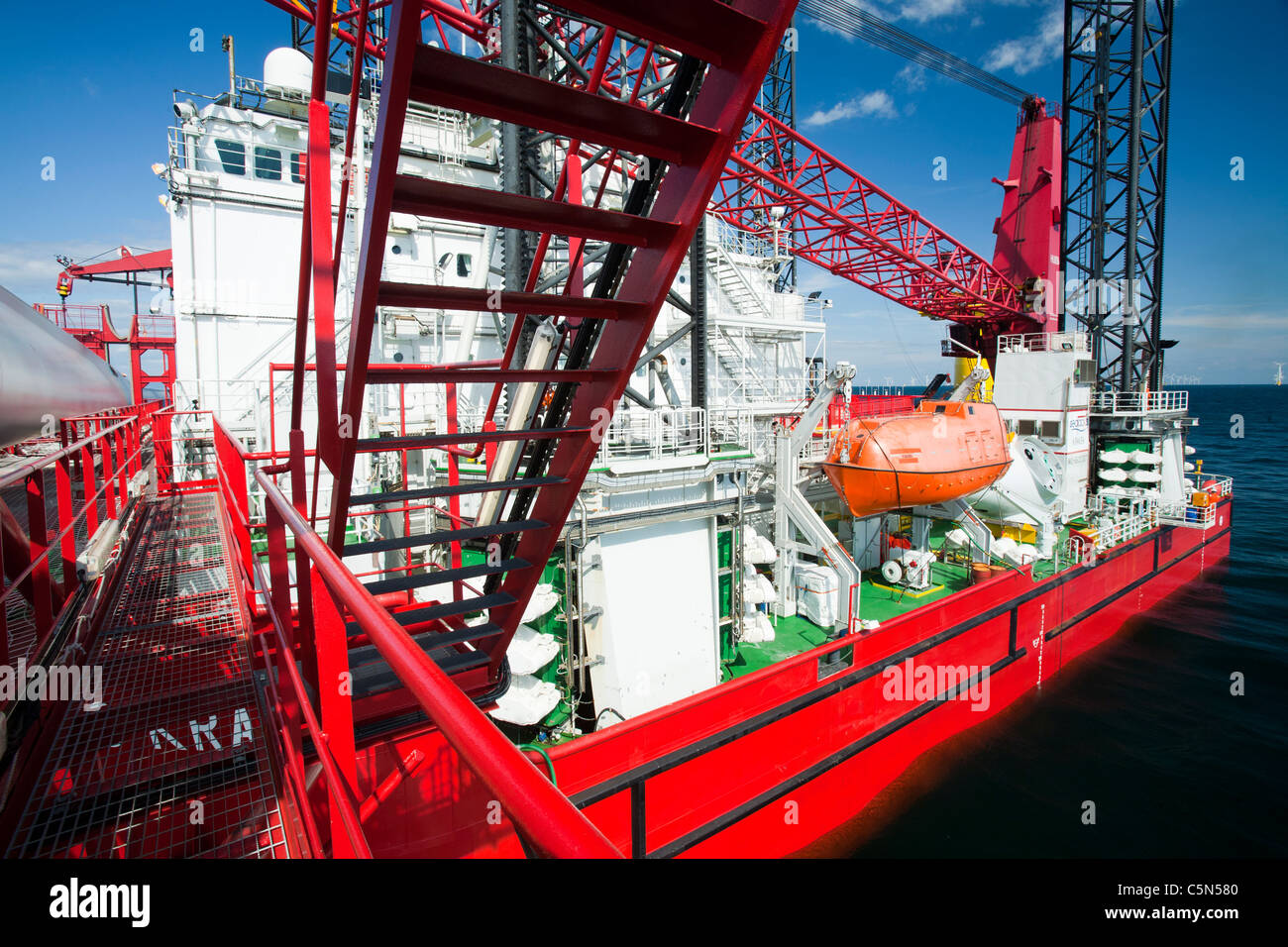 The Jack Up Barge Kraken Loaded With Wind Turbine Blades For The