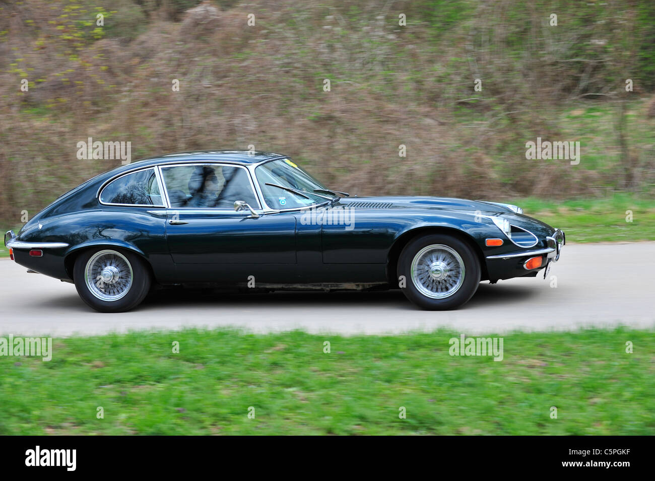 Jaguar E-Type, Coupe, Sportwagen, Oldtimer Stock Photo, Royalty Free