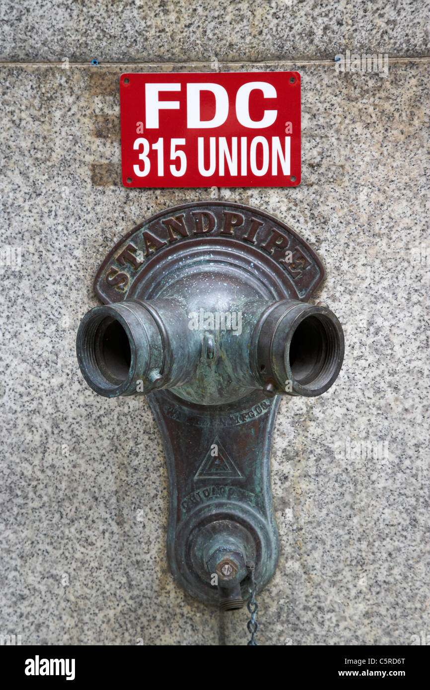 fire department connection standpipe old brass connector on old Stock